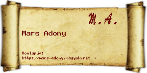Mars Adony névjegykártya